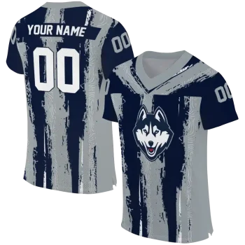 personalized uconn huskies striped texture blue jersey best selling