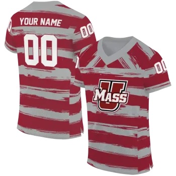 personalized umass minutemen art stripe red jersey best selling