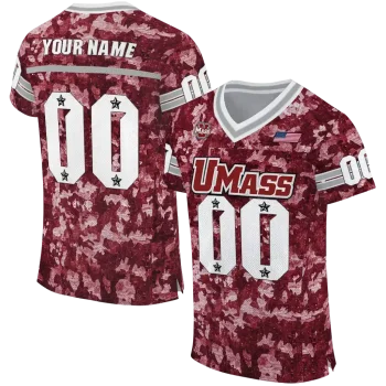 personalized umass minutemen camouflage abstract red jersey best selling