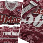 personalized umass minutemen camouflage abstract red jersey best selling
