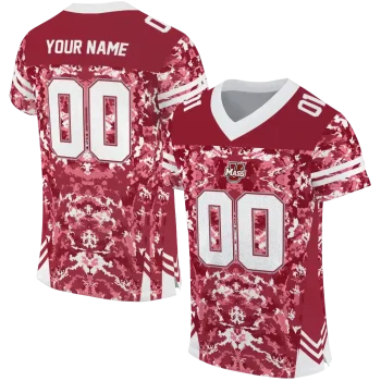 personalized umass minutemen mirrored pattern red jersey best selling