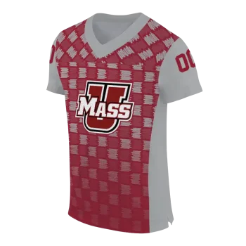 personalized umass minutemen stacked rectangle red jersey fashion forward