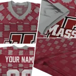 personalized umass minutemen stacked rectangle red jersey best selling