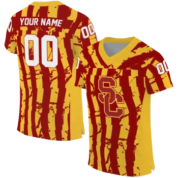 personalized usc trojans stripe splatter red jersey best selling