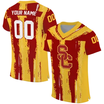 personalized usc trojans striped texture red jersey best selling