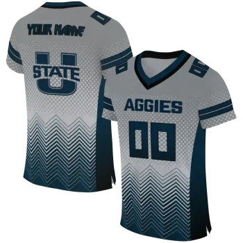 personalized utah state aggies halftone sweep grey black jersey best selling