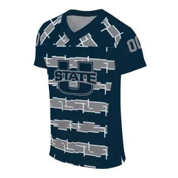 personalized utah state aggies layered grids navy jersey fashion forward