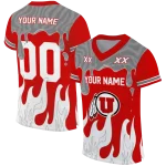 personalized utah utes dripping flames red white jersey best selling