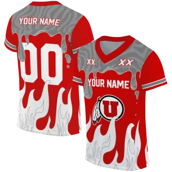 personalized utah utes dripping flames red white jersey best selling