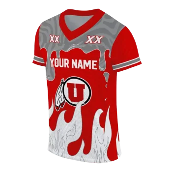 personalized utah utes dripping flames red white jersey fashion forward