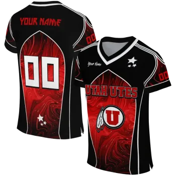personalized utah utes halftone slant red black jersey best selling