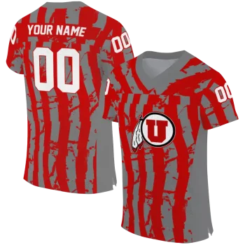 personalized utah utes stripe splatter red jersey best selling