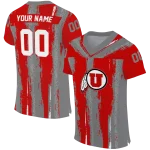 personalized utah utes striped texture red jersey best selling