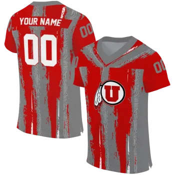 personalized utah utes striped texture red jersey best selling