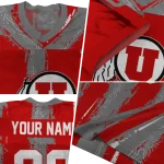 personalized utah utes striped texture red jersey best selling