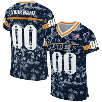 personalized utep miners camouflage abstract blue jersey best selling