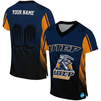 personalized utep miners halftone flow blue black jersey best selling