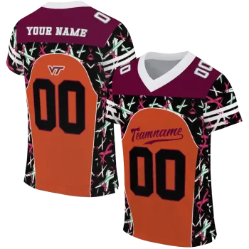 personalized virginia tech hokies brushstroke xs orange black jersey best selling