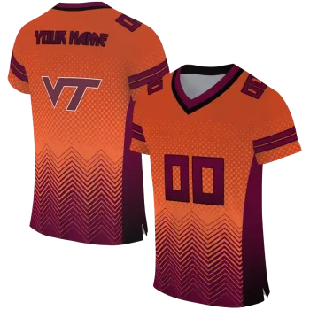 personalized virginia tech hokies halftone sweep orange black jersey best selling
