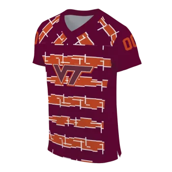 personalized virginia tech hokies layered grids maroon jersey fashion forward
