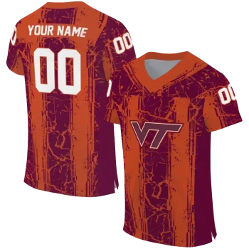 personalized virginia tech hokies rugged stripes maroon jersey best selling