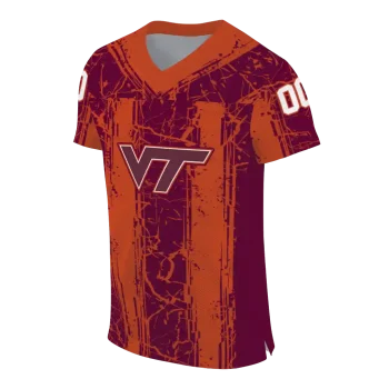 personalized virginia tech hokies rugged stripes maroon jersey fashion forward