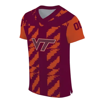 personalized virginia tech hokies stripe block maroon jersey fashion forward