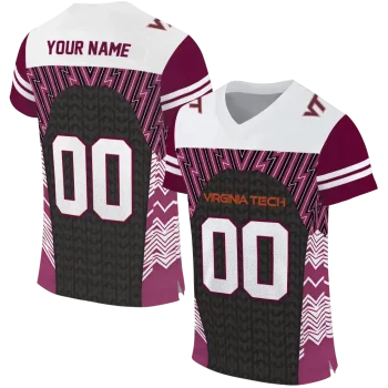 personalized virginia tech hokies tire arrows maroon black white jersey best selling