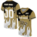 personalized wake forest demon deacons dripping flames gold white jersey best selling