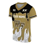 personalized wake forest demon deacons dripping flames gold white jersey best selling