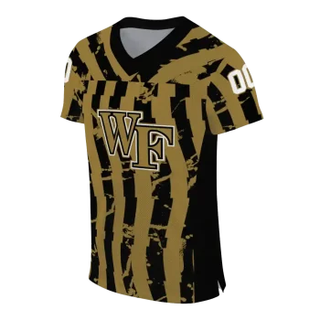 personalized wake forest demon deacons stripe splatter gold jersey fashion forward