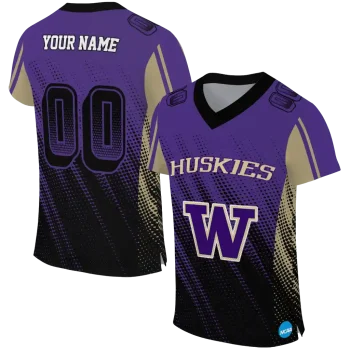 personalized washington huskies halftone flow purple black jersey best selling