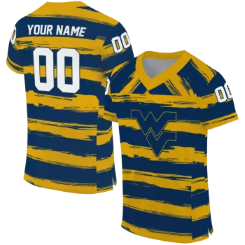 personalized west virginia mountaineers art stripe blue jersey best selling
