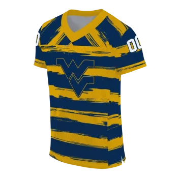 personalized west virginia mountaineers art stripe blue jersey fashion forward