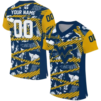 personalized west virginia mountaineers camo shatter blue jersey best selling
