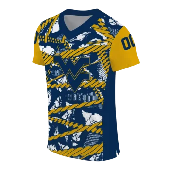 personalized west virginia mountaineers camo shatter blue jersey fashion forward