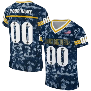 personalized west virginia mountaineers camouflage abstract blue jersey best selling
