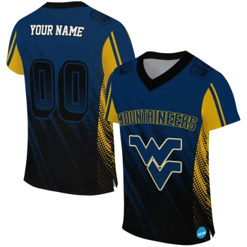 personalized west virginia mountaineers halftone flow blue black jersey best selling