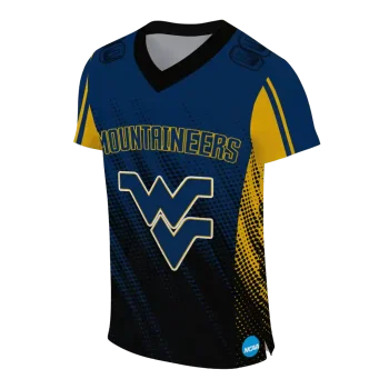 personalized west virginia mountaineers halftone flow blue black jersey fashion forward