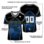 personalized west virginia mountaineers halftone slant blue black jersey best selling