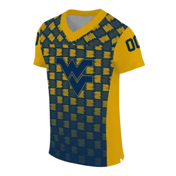 personalized west virginia mountaineers stacked rectangle blue jersey fashion forward
