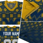 personalized west virginia mountaineers stacked rectangle blue jersey best selling
