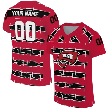 personalized western kentucky hilltoppers layered grids red jersey best selling