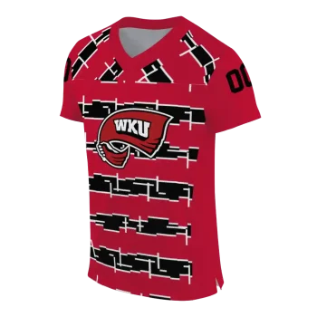 personalized western kentucky hilltoppers layered grids red jersey fashion forward