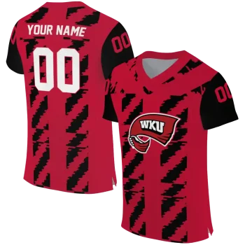 personalized western kentucky hilltoppers stripe block red jersey best selling