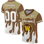 personalized western michigan broncos dripping flames brown white jersey best selling