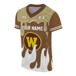 personalized western michigan broncos dripping flames brown white jersey best selling