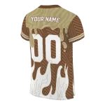 personalized western michigan broncos dripping flames brown white jersey best selling