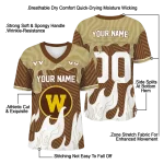 personalized western michigan broncos dripping flames brown white jersey best selling