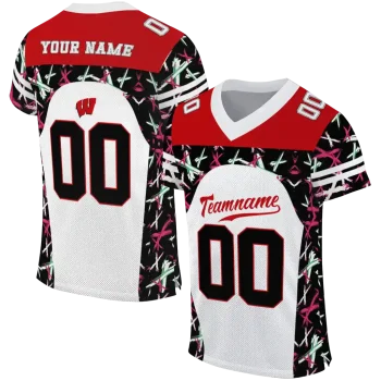 personalized wisconsin badgers brushstroke xs white black jersey best selling